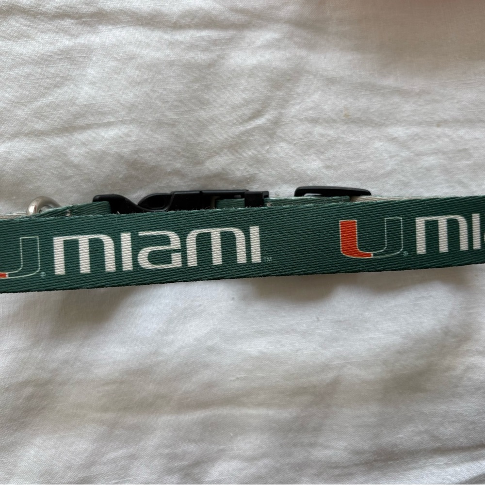 Green university of Miami size medium dog collar